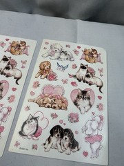 American Greetings Stickers Kittens Puppies Dog Valentine Cats Vtg 2 Sheets Cute
