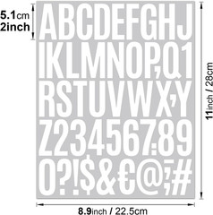 10 Sheets 500 Pcs Vinyl Letter Stickers, 2 inch Self-Adhesive Alphabet Numbers S
