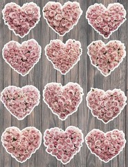 Heart Shaped Roses Die Cut Vinyl Stickers Set Scrapbooking Laptop Waterbottle