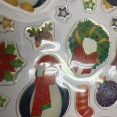Christmas Puffy Stickers Happy Holiday 2 Designs Snowman Penguin Tree Ganz VTG