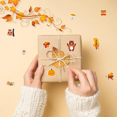 30 Sheets Fall Stickers for Kids, 900 PCS Autumn Leaves Pumpkin Thanksgiving Sti