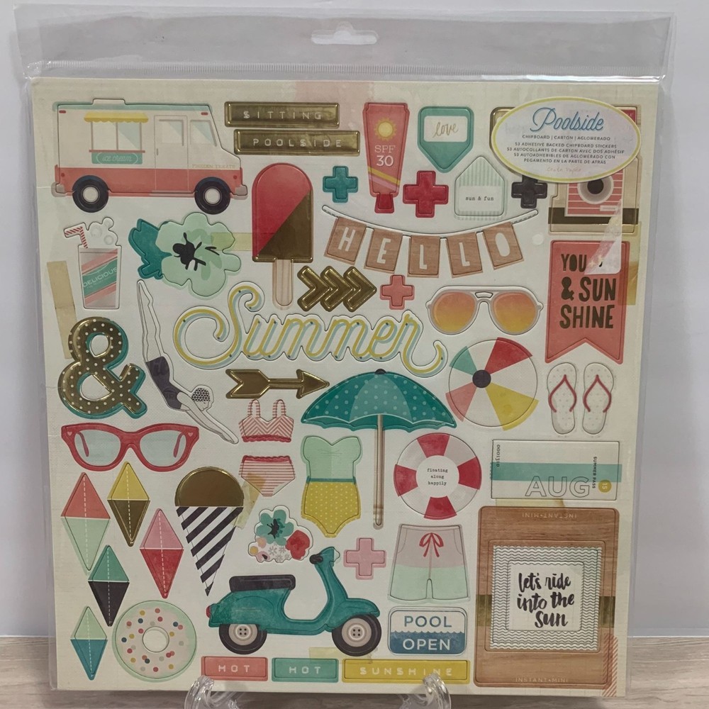 Crate Paper «Poolside» Chipboard Pieces Crafts Scrapbooking Junk Journaling