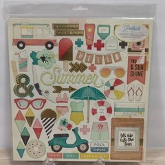 Crate Paper «Poolside» Chipboard Pieces Crafts Scrapbooking Junk Journaling
