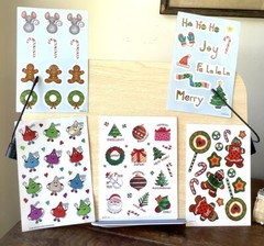 Mixed Lot of 5 Vintage Christmas Sticker Sheets 1998 Hershey Kisses HMK AGC