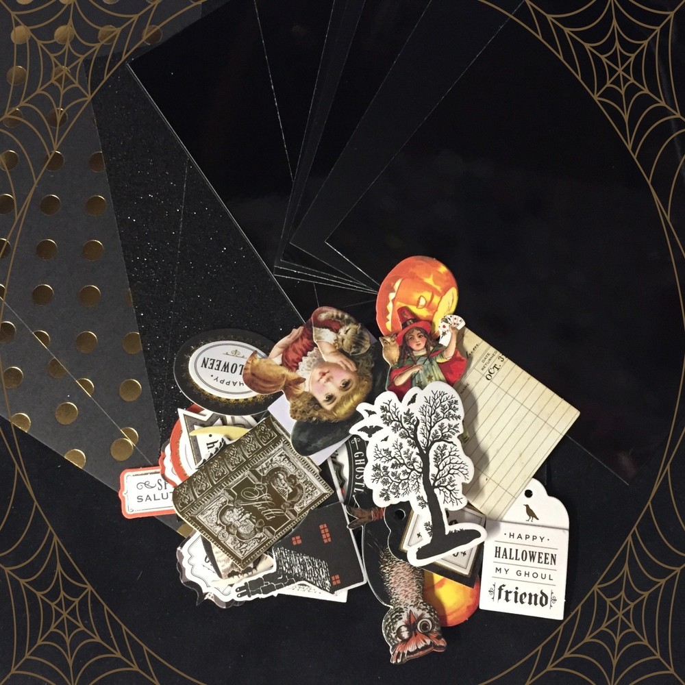 Anna Griffin BLACK & DREARY Halloween CardStock, Embellishments, Sentiments