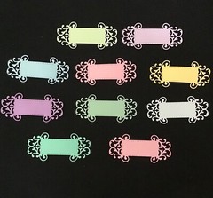 Book Plates / Labels die cut embellishments 8 pcs 1-1/2” x 3-1/4” choose color