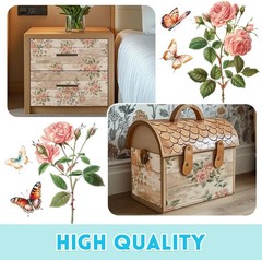 3 Sheets Vintage Flower Rub on Transfer for Crafts DIY Rose Furniture Insprition