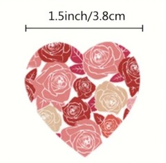500 pcs Sticker Roll Pretty Pattern Heart Shape Designs Semi Gloss Self Adhesive