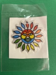 5 Rainbow Puffy Stickers vtg 1980s sailboat surfer sun sail boat bicycle lot A