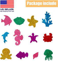 Glitter Colorful Sea Animals Shapes Foam Stickers Self Adhesive Kid’S Arts Craft