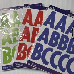 Sticko Stickers 145 Piece Red Green Blue Poster Alphabet and Numbers/Symbols Lot