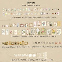 260 Pieces Vintage Scrapbook Supplies Pack Vintage Ephemera Bundle Junk Journal