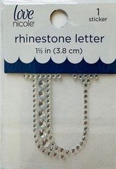 Letter U Rhinestone Sticker 1.5″ Clear Silver Glitter Scrapbook Monogram Bling