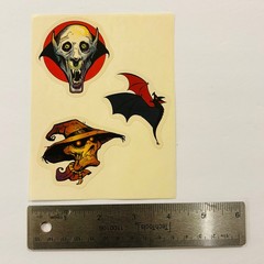 RETRO STICKER LOT Halloween SCREAM Scarecrow Moth Black cat Tombstone WITCH