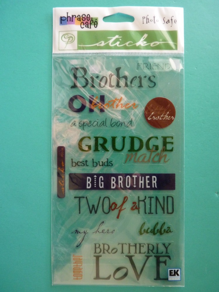 Stickopotamus/Sticko BROTHERLY LOVE Binder Sheet Phrase Cafe Scrapbook Stickers
