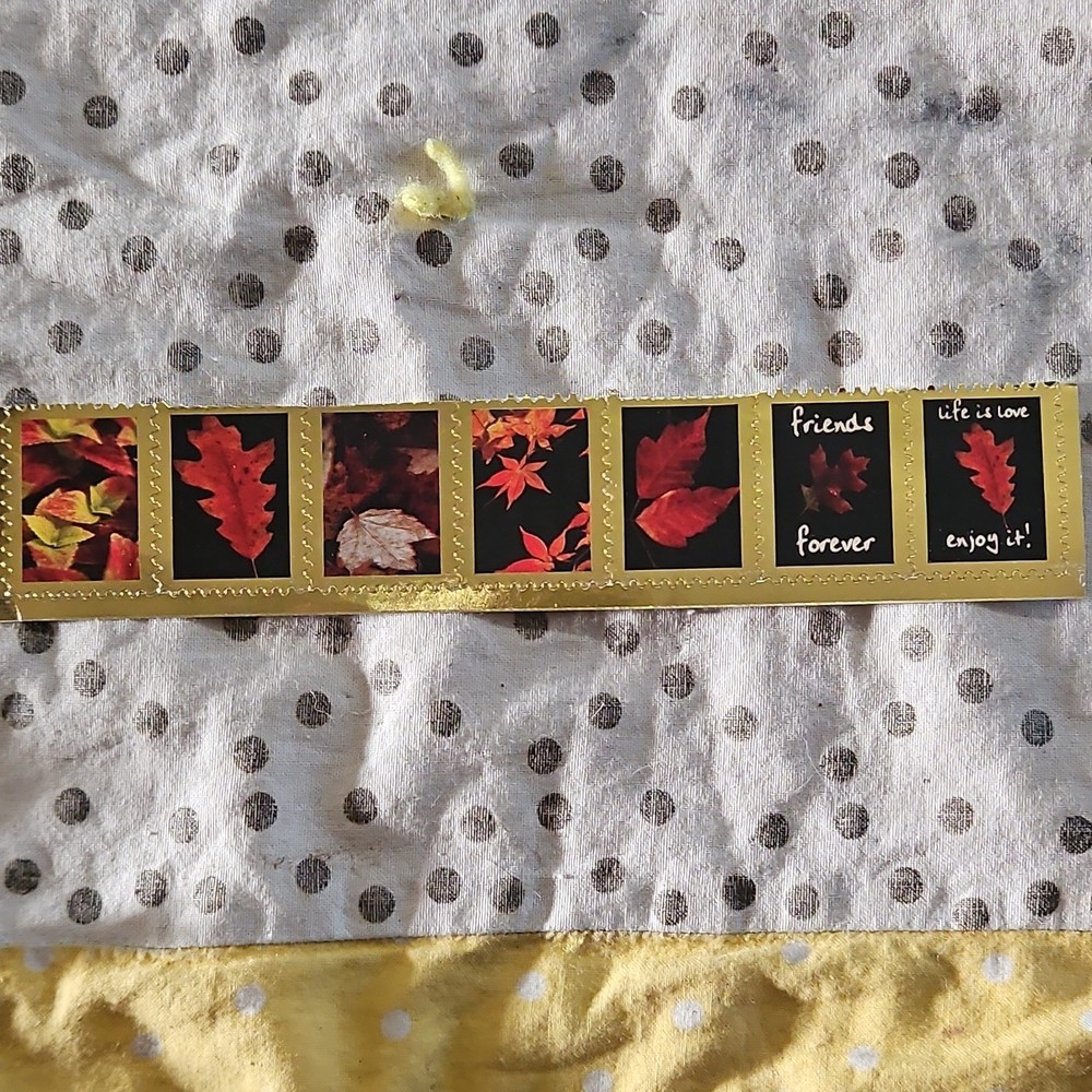 Autumn Leaves Scrapbooking Stickers, Gold Border Red Black Orange Yellow Phrases