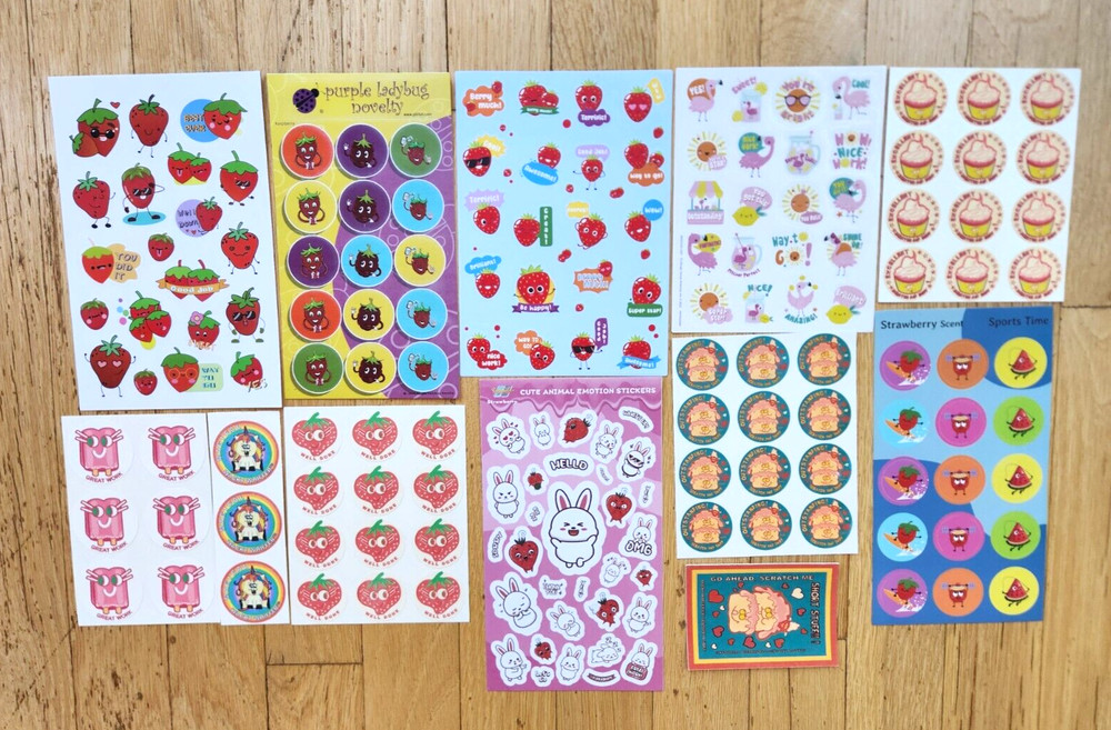 STRAWBERRY SNIFF 164 Stickers JUMBO UNICORNS & POPSICLES Strawberry Lemonade