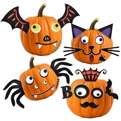 16 Pack Foam Pumpkin Decorating Kit Halloween Craft Stickers for Kids