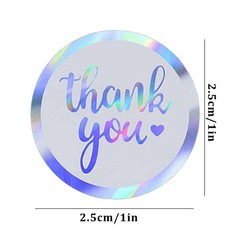 Holographic Rainbow Thank You Stickers for Arts Crafts Small Business Waterproof