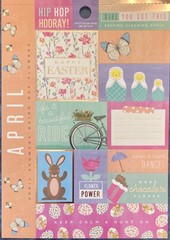 Calendar Month April Easter Spring Flower Foil Cardstock Scrapbook Stickers