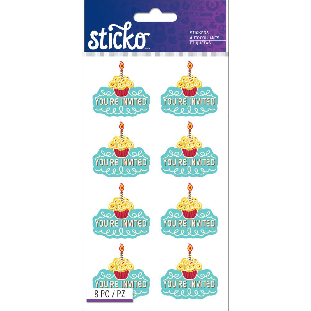 Scrapbooking Stickers Sticko Crafts You’re Invited Party Repeats Cupcakes Candle