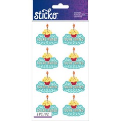 Scrapbooking Stickers Sticko Crafts You’re Invited Party Repeats Cupcakes Candle