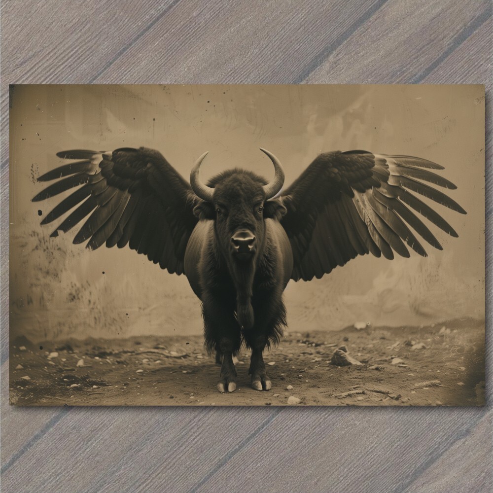 STICKER Buffalo Bison Majestic Winged Soaring in the Sky Buffalo Wings Funny
