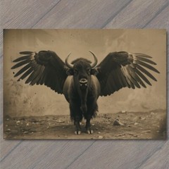 STICKER Buffalo Bison Majestic Winged Soaring in the Sky Buffalo Wings Funny