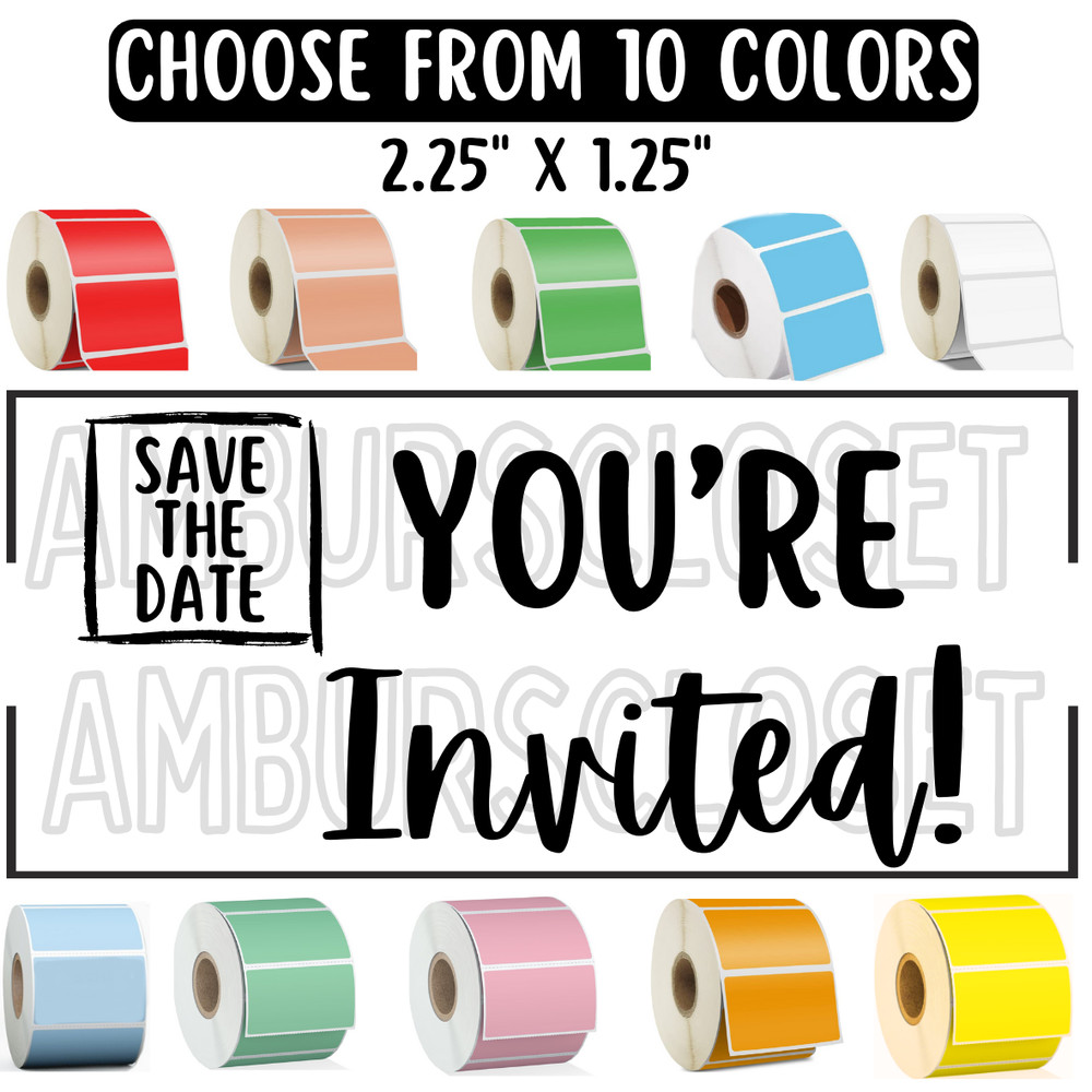 YOU’RE INVITED STICKERS WATERPROOF 2.25″ LABELS SEALS PARTY INVITE SAVE THE DATE