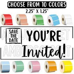 YOU’RE INVITED STICKERS WATERPROOF 2.25″ LABELS SEALS PARTY INVITE SAVE THE DATE