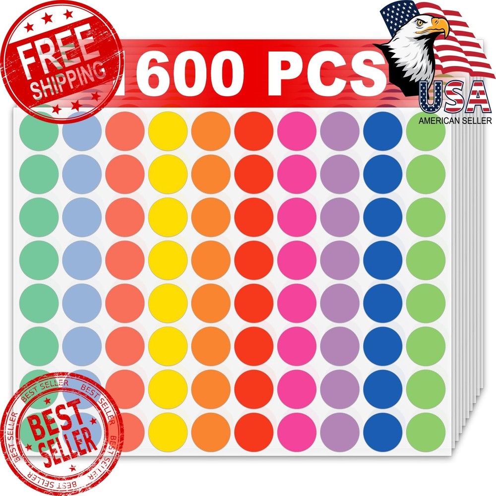 Misofuki Dot Stickers 3/4 Inch 20 Sheets 1600 Pcs
