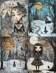 GOTHIC WINTER Collage Sheet Supplies Scrapbook Junk Journal Card Toppers