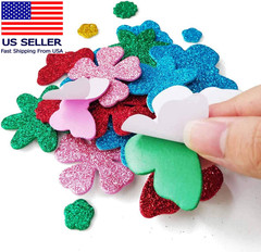 Glitter Foam Flower and Butterfly Shapes Stickers, Self-Adhesive Stickers Kid’S
