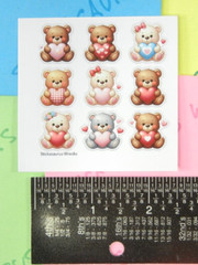 Teddy Bears & Hearts Mini Sticker Sheet Style 4