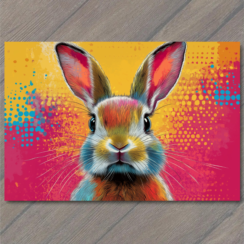 STICKER Bunny Rabbit Easter Color Explosion Whimsical Bright Pop Art Neon Fun