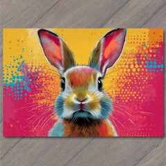 STICKER Bunny Rabbit Easter Color Explosion Whimsical Bright Pop Art Neon Fun