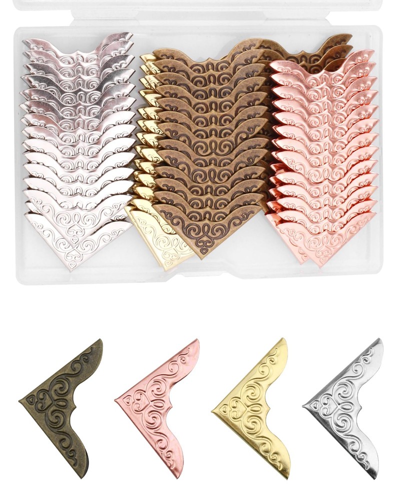 100 PCS Metal Book Corners, Vintage Book Corner Protectors, Iron Corner Guard…