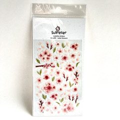 Suatelier Pink Water Blossom Dimensional Planner Stickers Scrapbooking Journal