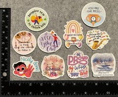 Lot of 10 Assorted Positive Affirmation Stickers Smile Happy Love Fitness