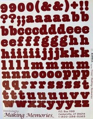 DEEP RED 3/4” ALPHABET Stickers(2 sheet)Making Memories •Letters•Number•Words