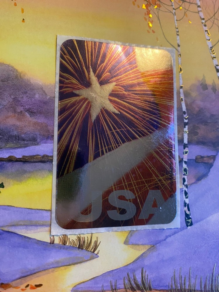 Vintage SmileMakers Foiled USA Sticker Mod 2×4 Inches
