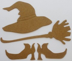 {8 Pc} *WITCH HAT BROOM & SHOES* Chipboard Die Cuts
