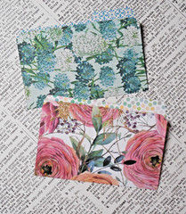 8 Mini File Folders Scrapbook Junk Journal Card Making Botanical Patterns