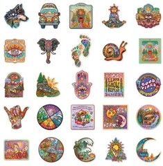 10pcs Spiritual Adventure Travel Stickers- Scrapbook, Crafts, Hippy Moon Child