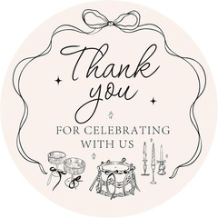 100Pcs Wedding Black Bow Thank You Stickers 2 Inch Coquette Bowknot Cake Champag
