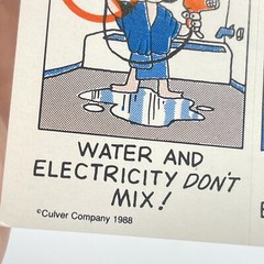 Vintage 1988 80s Culver Company Safety Advertising Electricity Sticker Sheet
