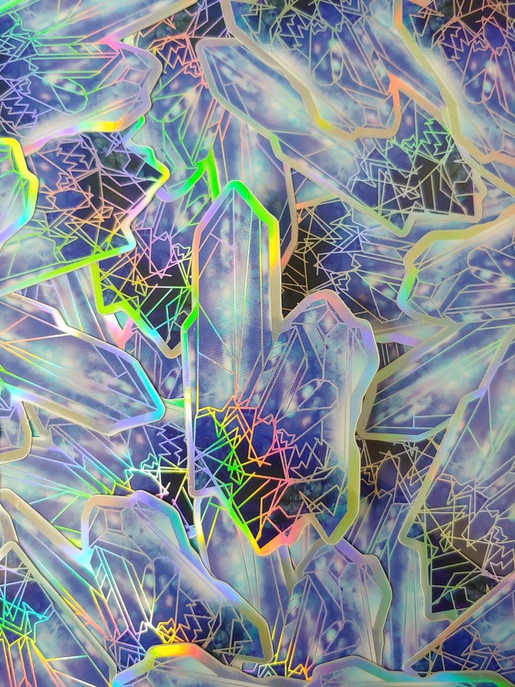 Holographic Blue Crystal, Waterproof, Vinyl Sticker