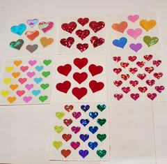 RARE Sandylion sticker hearts Mother of PEARL mini prisma glitter fuzzy 7 mod