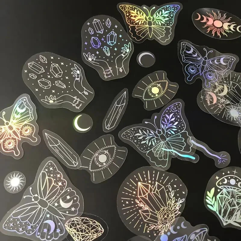 40pc Holographic Celestial Sticker Pack Lot Laptop, Scrapbook, Journaling
