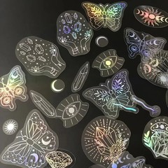 40pc Holographic Celestial Sticker Pack Lot Laptop, Scrapbook, Journaling